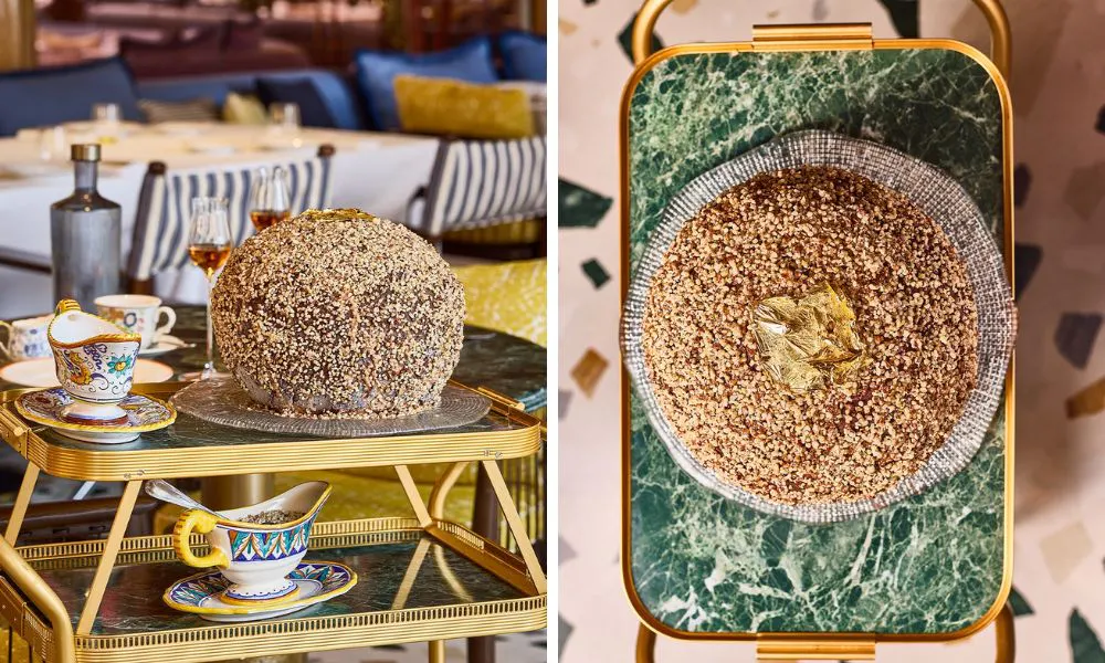 giant ferrero rocher dessert on a trolley