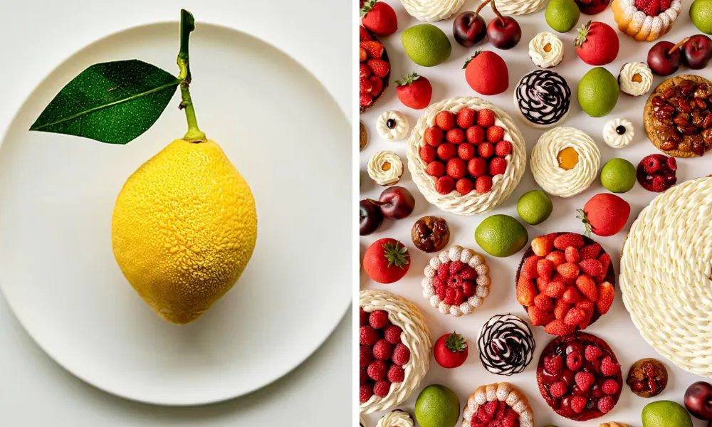 Pastries and cake that looks like a lemon