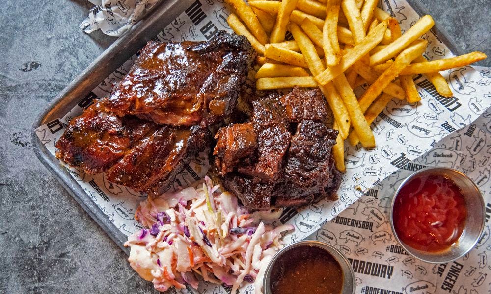 bbq meat, coleslaw and fries