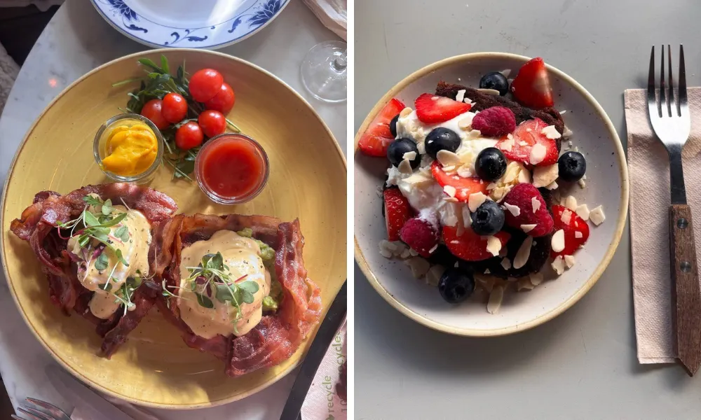 Pretty bacon and egg dish and golborne deli