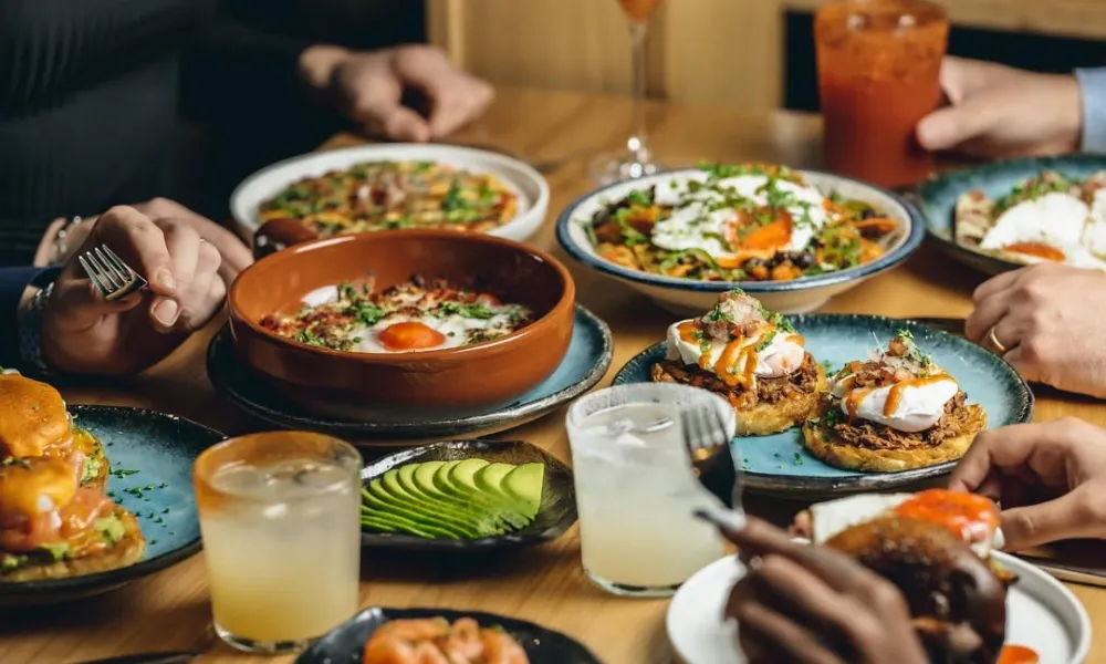 fusion brunch plates and eggs at Los Mochis