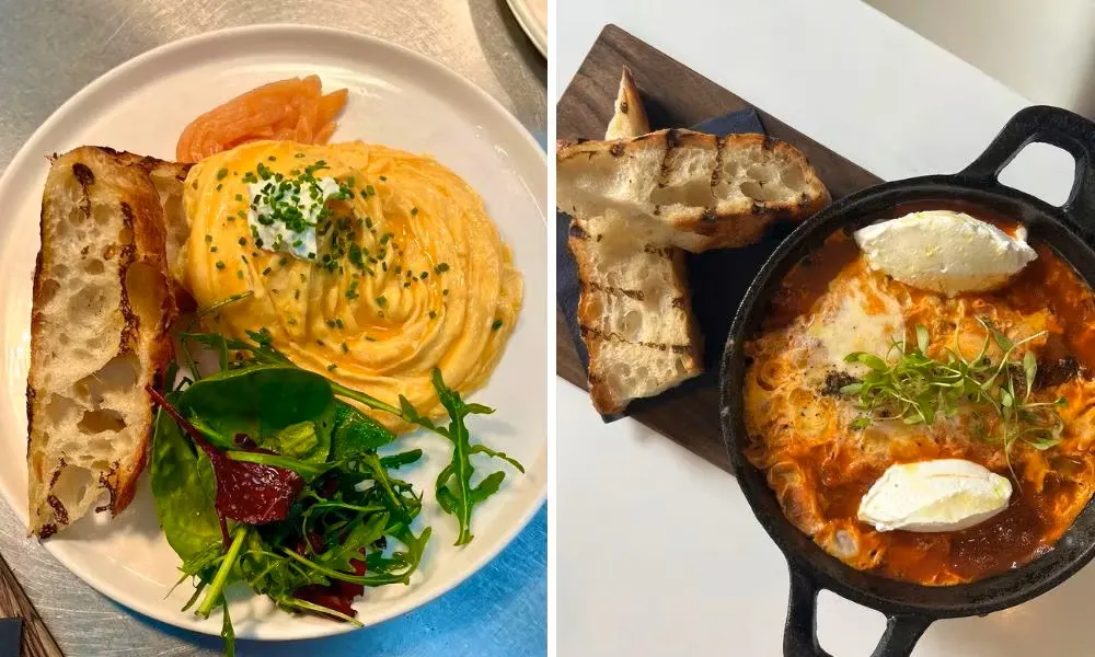 Scrambled eggs and shakshuka