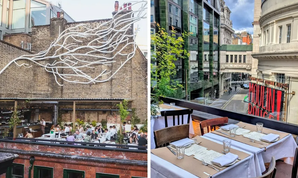 Rooftop terrace and tables at The Devonshire