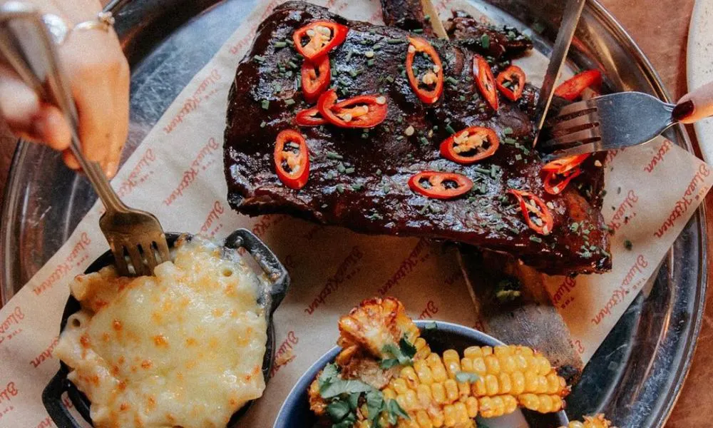 smoked brisket and ribs at blues kitchen