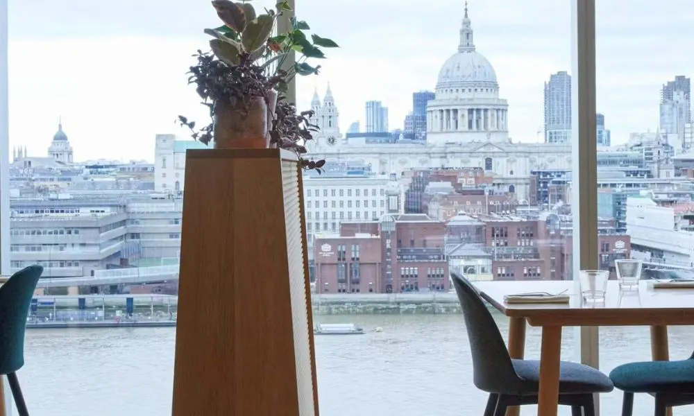view over london in a restaurant