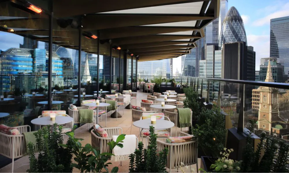 rooftop bar with views of the shard