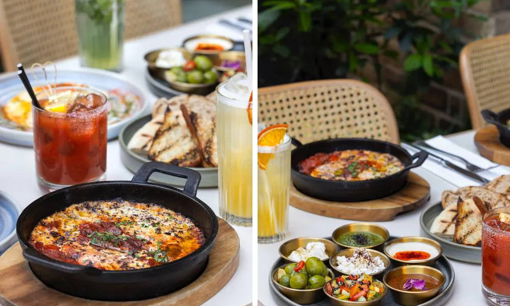 a selection of Mediterranean brunch dishes