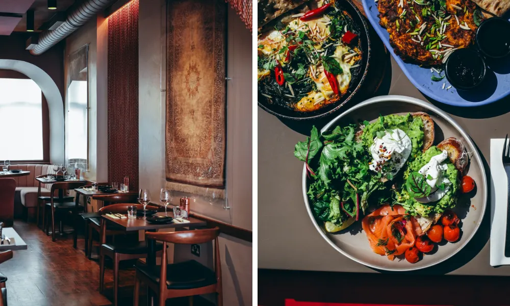 Persian dining room with Iranian brunch dishes