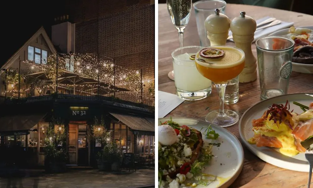 rooftop with fairy lights and passion fruit martini with brunch