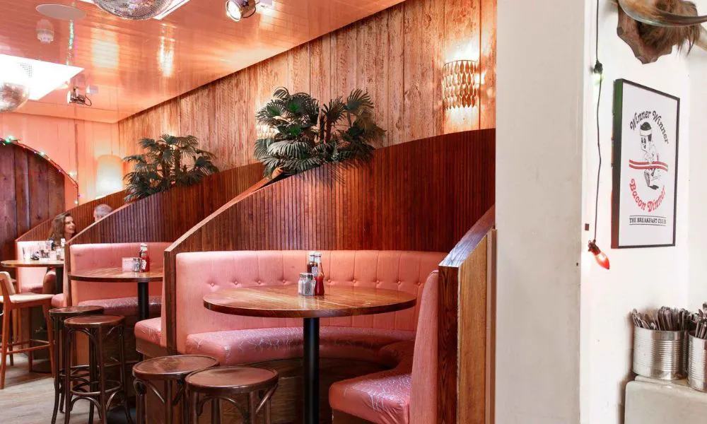 The Breakfast Club Hoxton Pink Dining Area