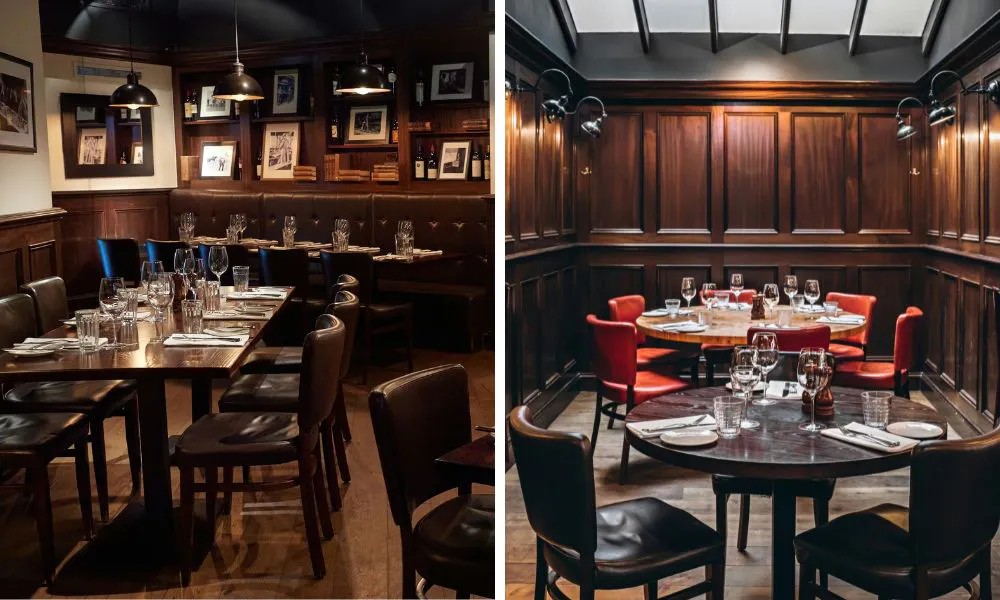 sleek private dining room at Goodman Mayfair