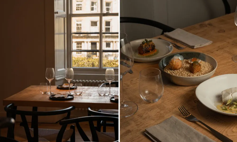 A table in the dining room of the restaurant