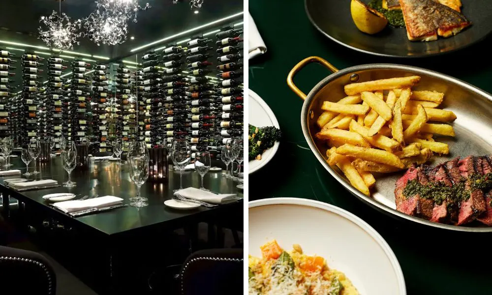 private dining wine room and steak and chips