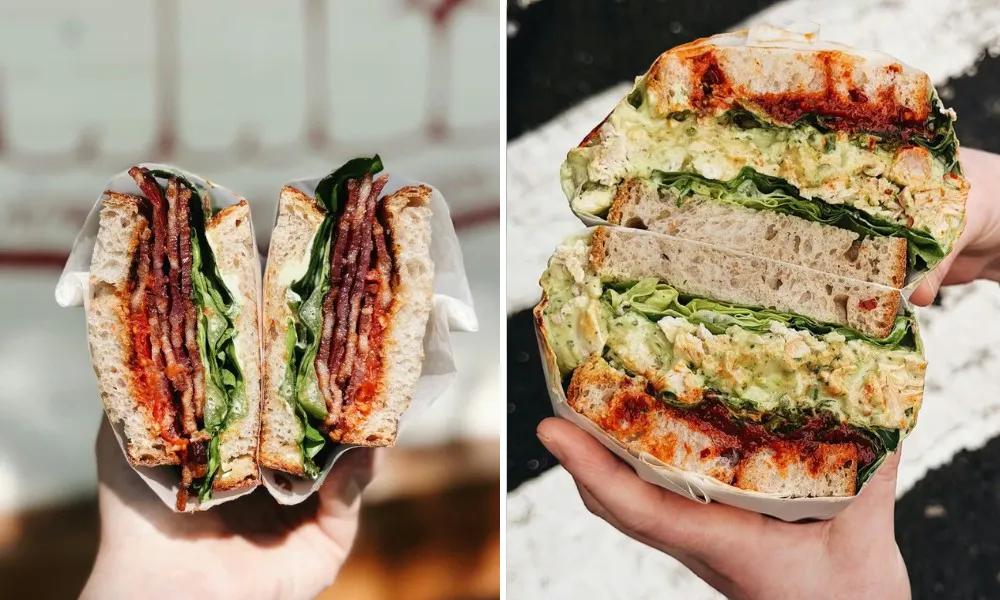Thick bacon sandwiches
