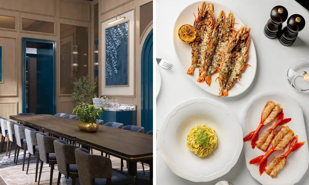 blue private dining room and italian seafood 