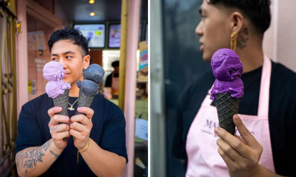 Purple Ube ice cream at mamasons
