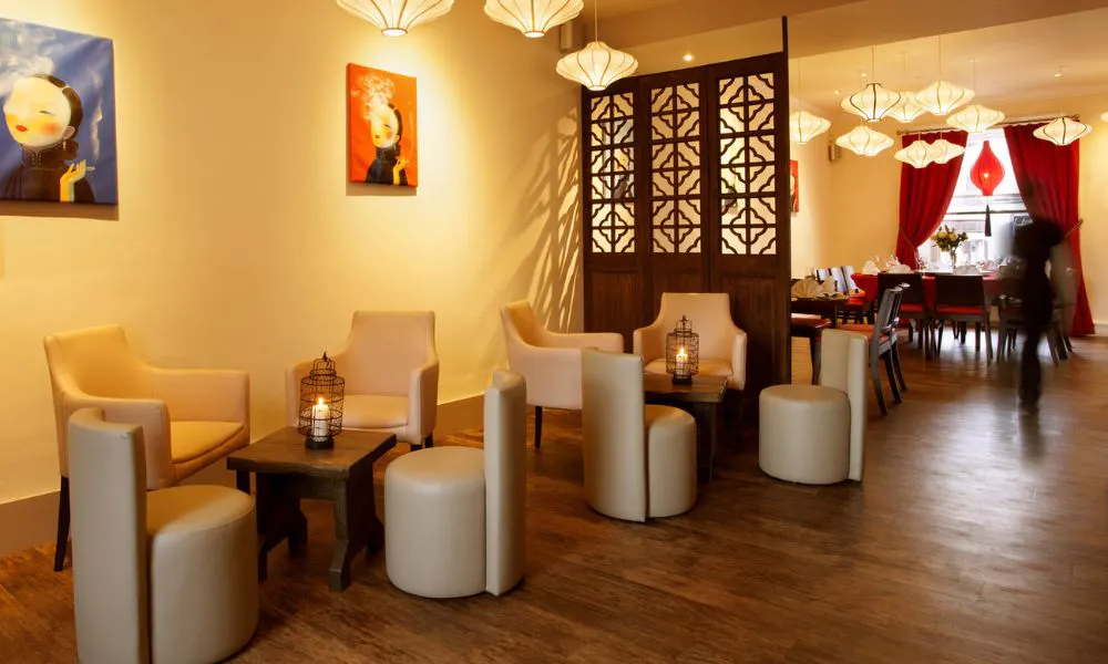the sleek interiors of rendezvous restaurant