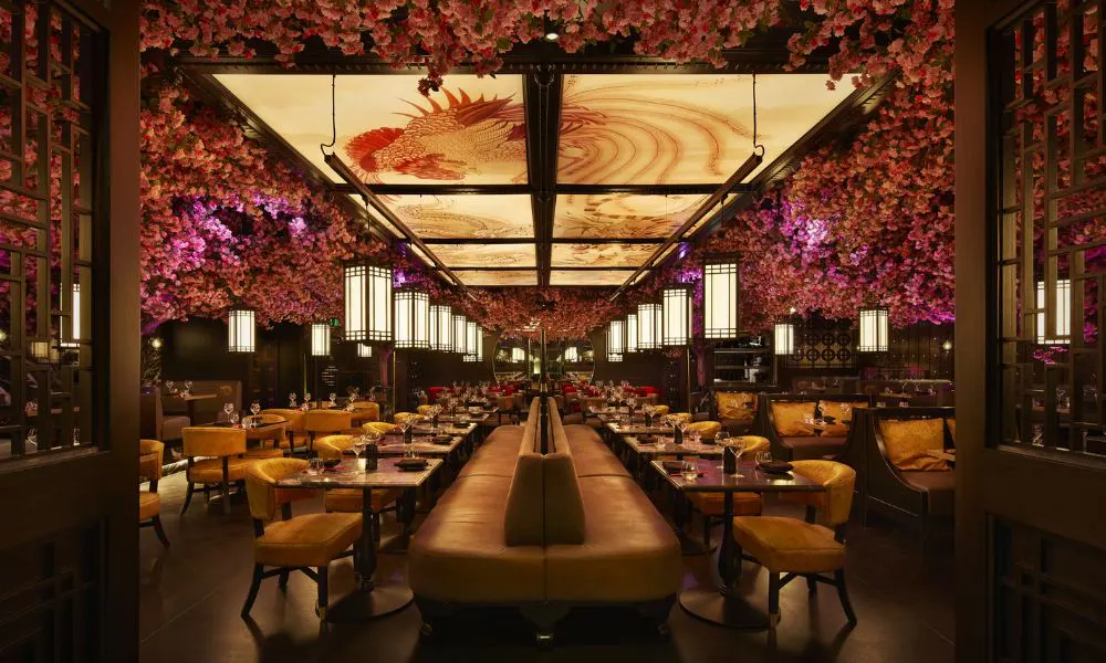 the floral dining room at Tattu Edinburgh