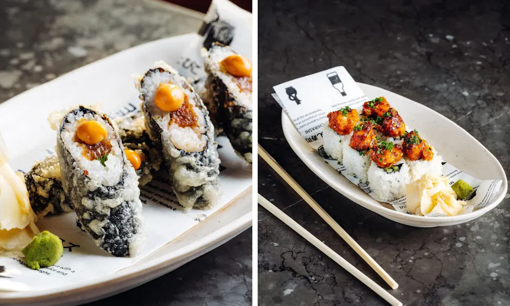 deep fried sushi pieces in a tempura batter