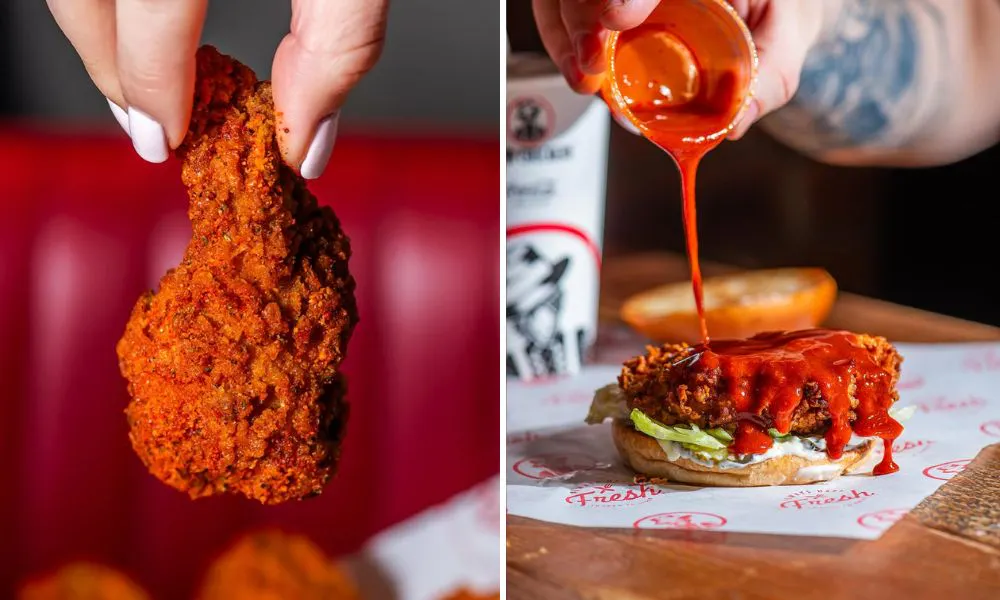 Crispy chicken wing, and fried chicken burger