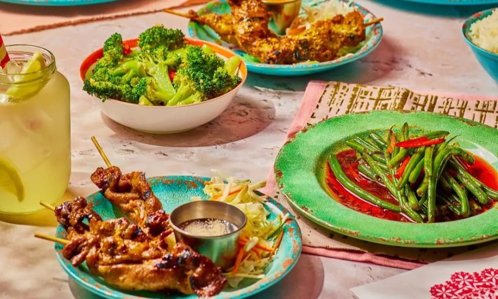 Rosa's thai dishes on a table