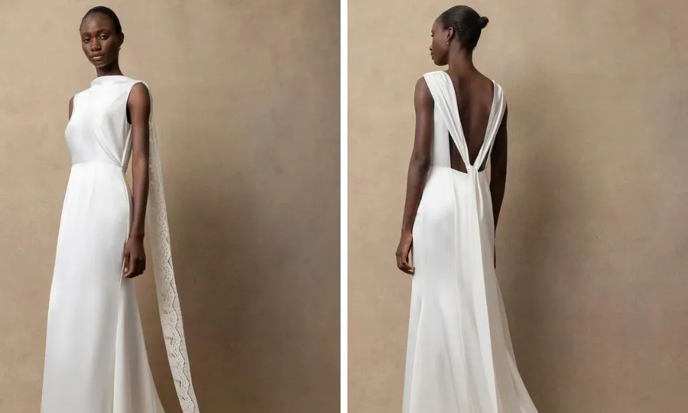 Boat neck wedding dress