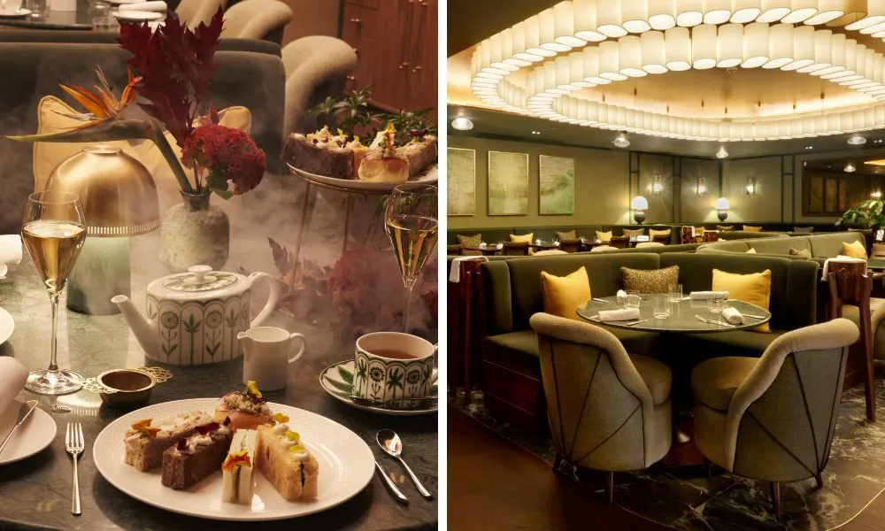 Floral-inspired afternoon tea and sleek dining room