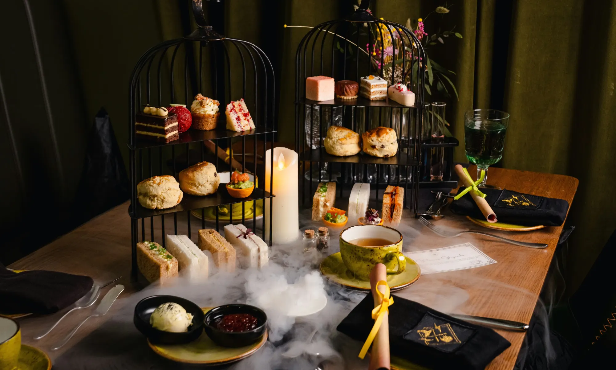 wizard themed afternoon tea with dry ice