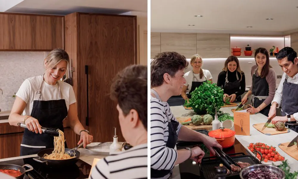 pasta making demonstration and group cooking classes