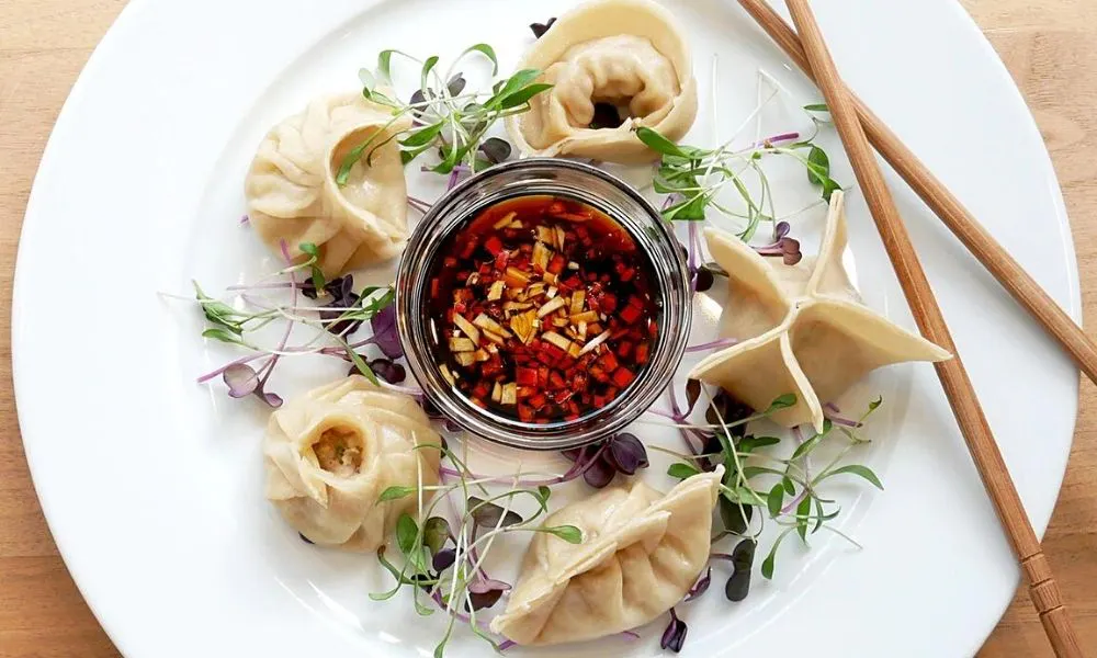 Dumplings and dipping sauce