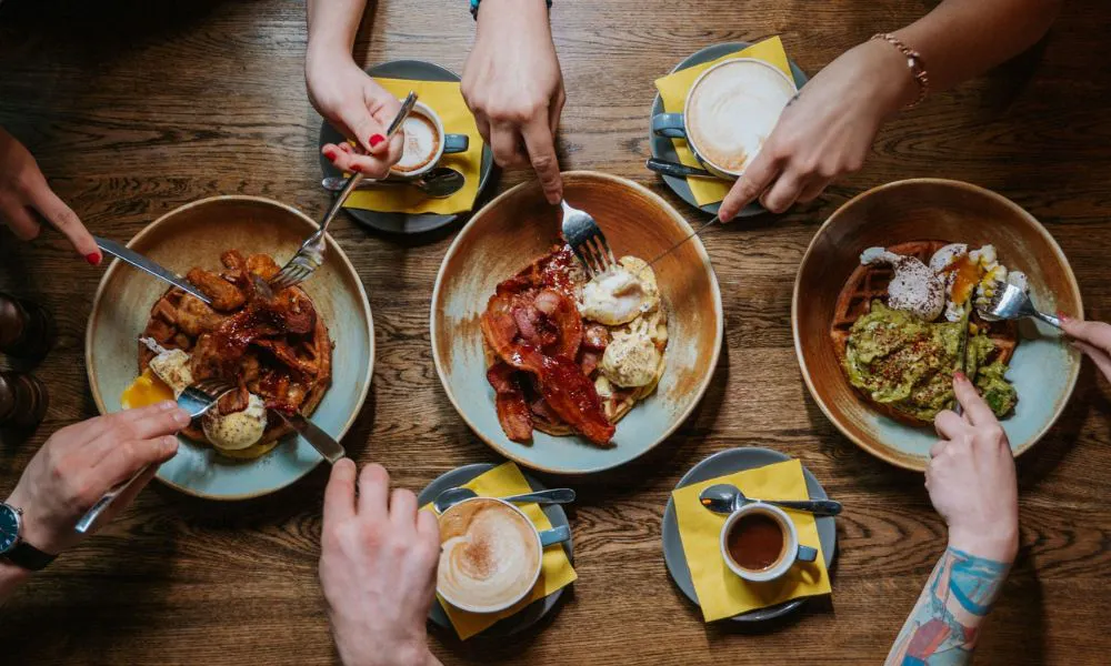 a selection of brunch dishes on a table