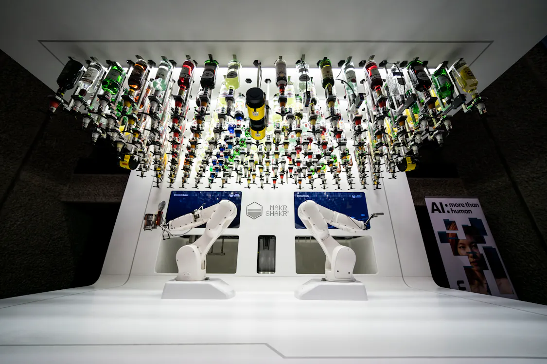 The Barbican hosted a cocktail making competition where humans competed against robots 