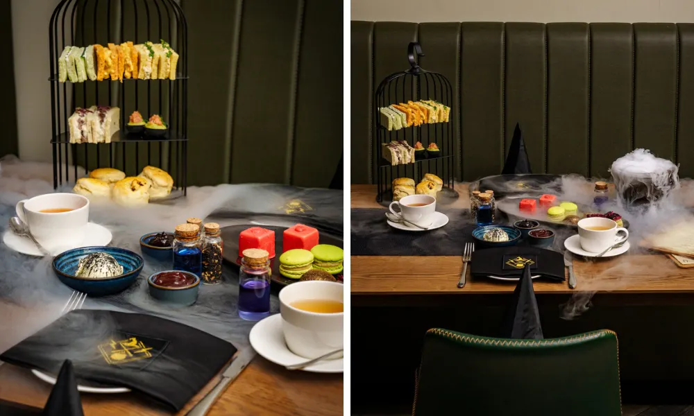 afternoon tea with wizard hats and potions