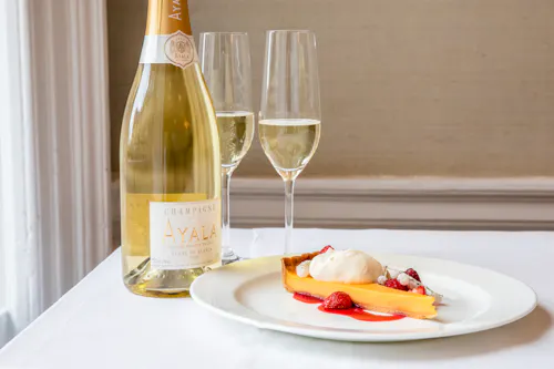 Ayala Blanc de Blancs with lemon tart