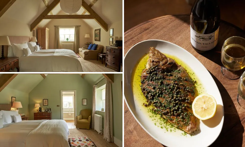 Bedrooms the The Horseshoes, and fish with capers