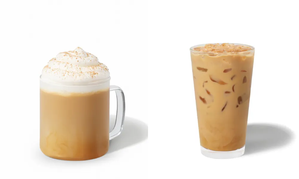 two glasses with coffee one with whipped cream