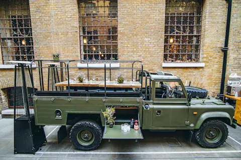 You can dine inside an open-top Land Rover at this London restaurant
