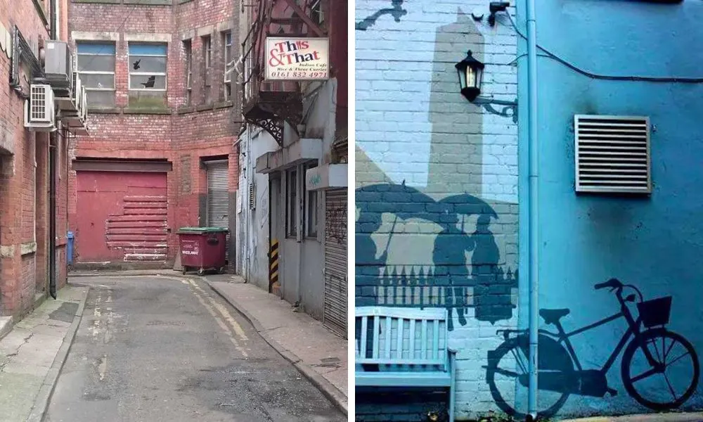 alleyway showing this and that signage