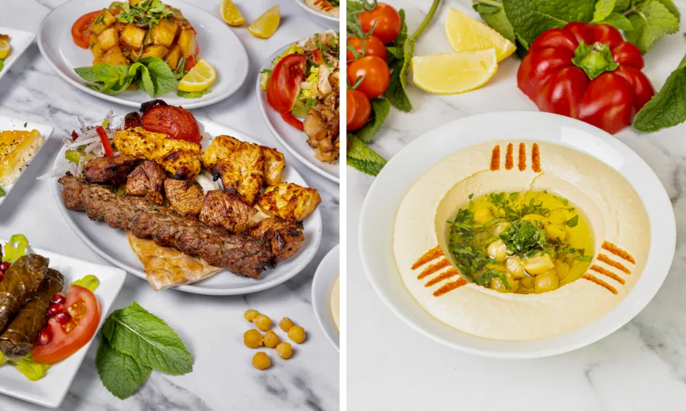 Mixed grill platter and hummus at O Gourmet Libanais