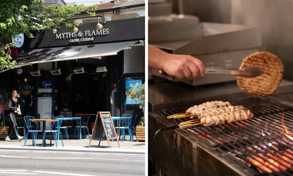 on the grill at myths and flames