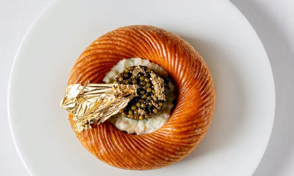 A circular pastry dish