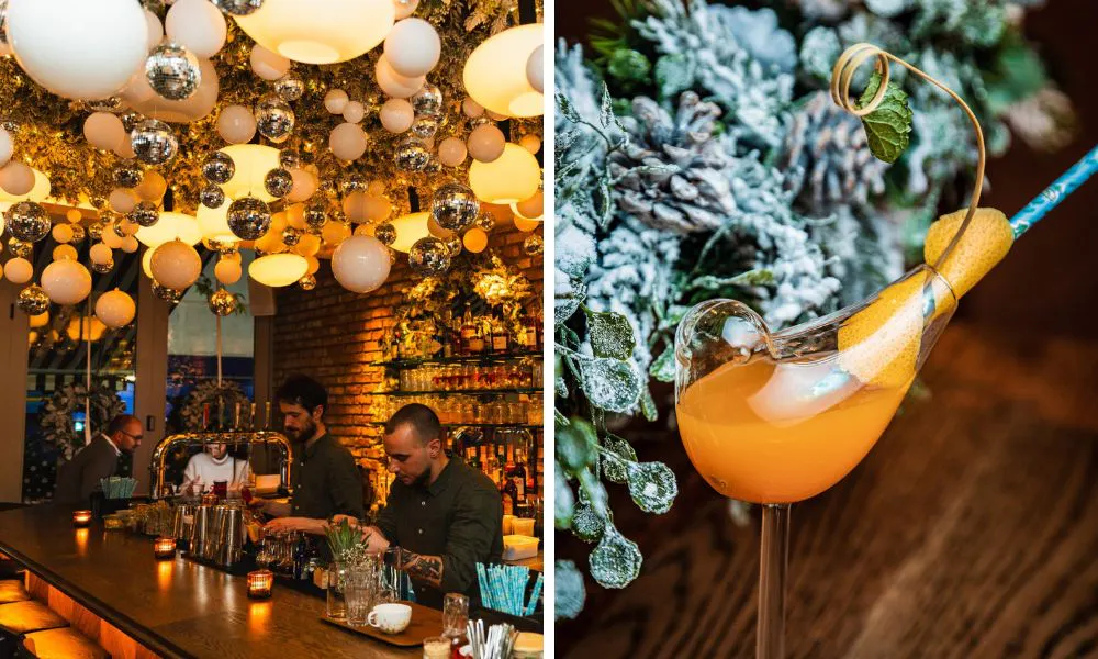 festive interiors and bird shaped cocktail