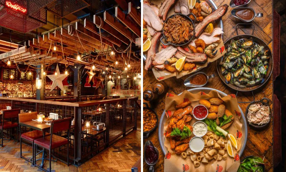 Rustic interiors and surf n turf dishes