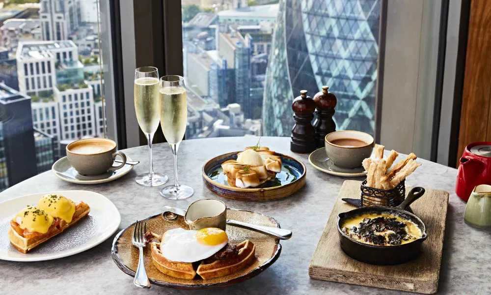 City views and dinner at duck and waffle