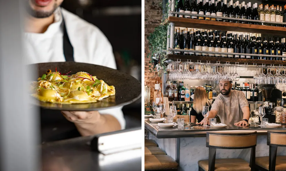 chef with ravioli at enoteca da luca