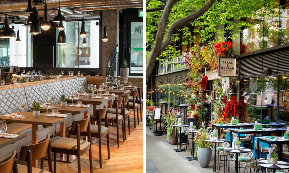 autumnal thanksgiving entrance at restaurant bar