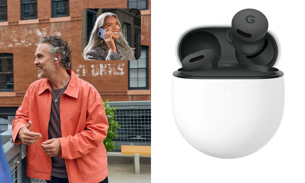 Pixel Google ear buds 2a with black case
