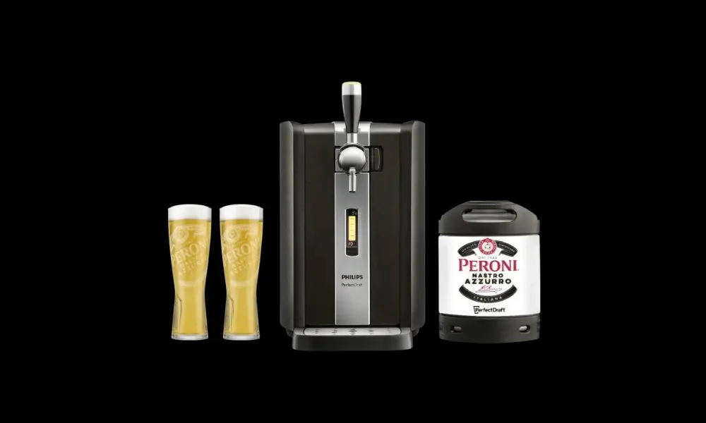 small at home beer dispenser with peroni keg