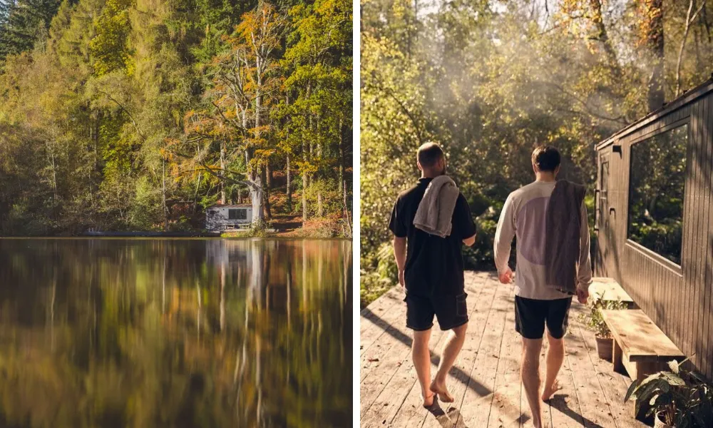 cold swim and sauna at Wasing Estate