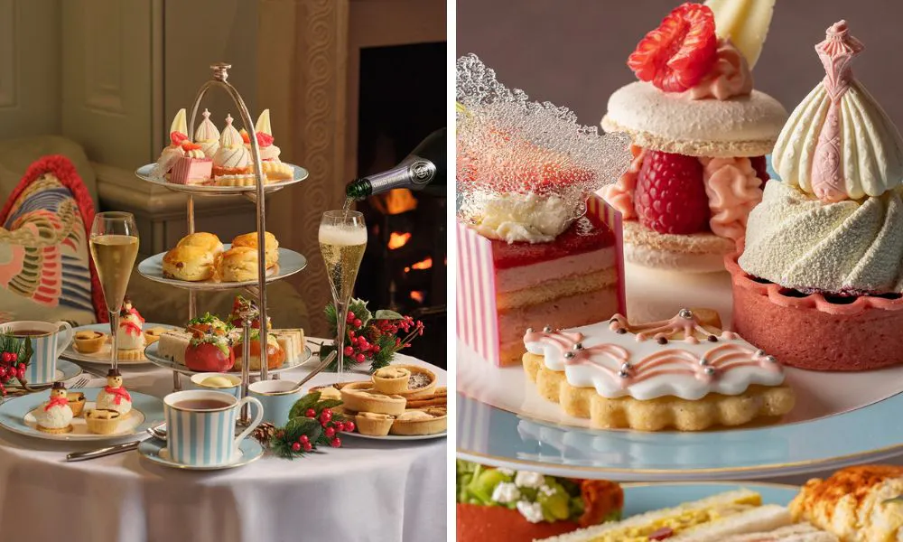 a selection of pink themed cakes for a vintage afternoon tea